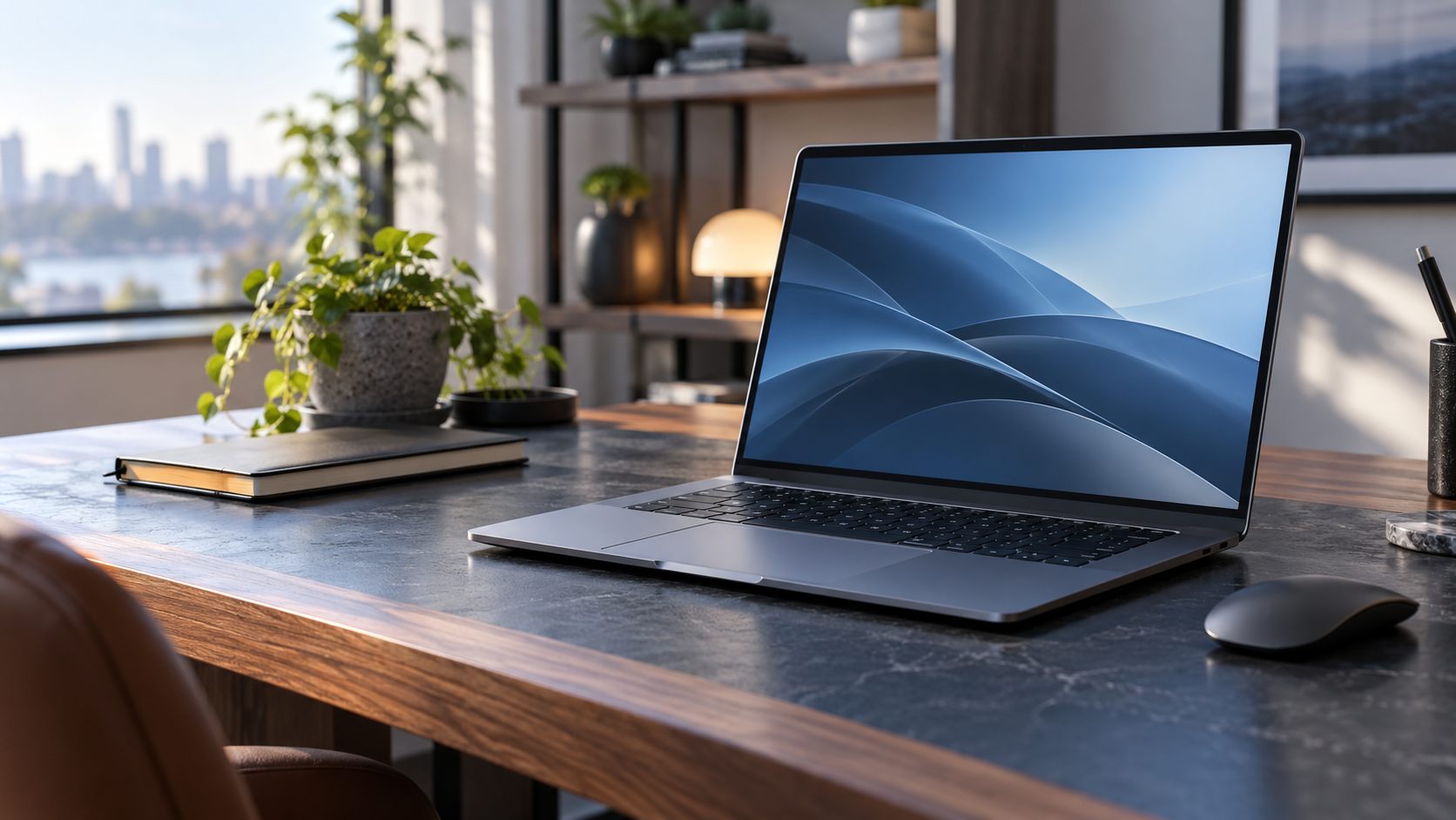 Modern laptop on a technology review desk